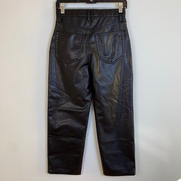 Abercrombie & Fitch Faux Leather Ankle Straight Pant Ultra High Rise Sz 27/4 - Picture 5 of 14